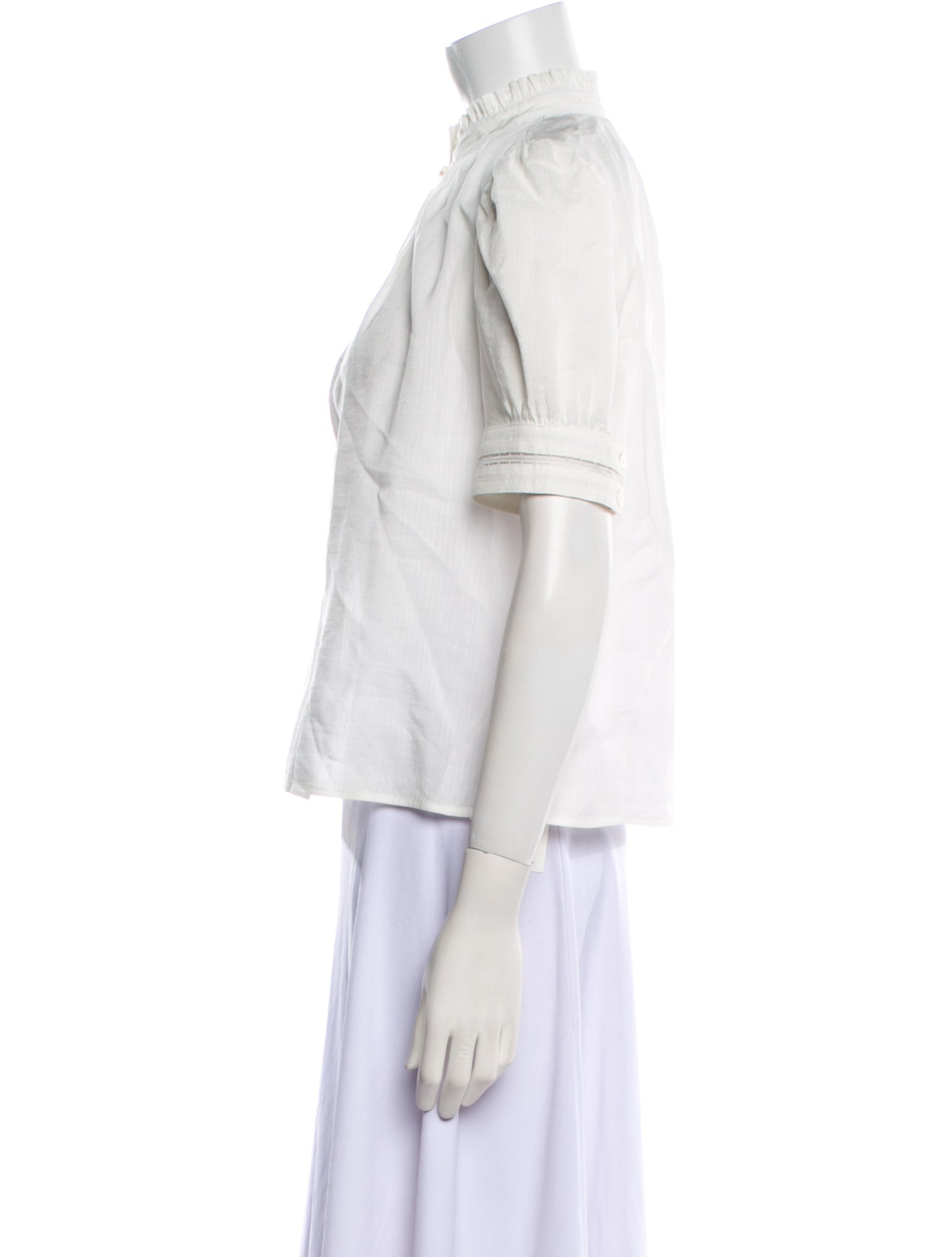 FRAME Mock Neck Short Sleeve Blouse