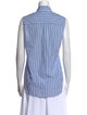 FRAME Striped Mock Neck Button-Up Top