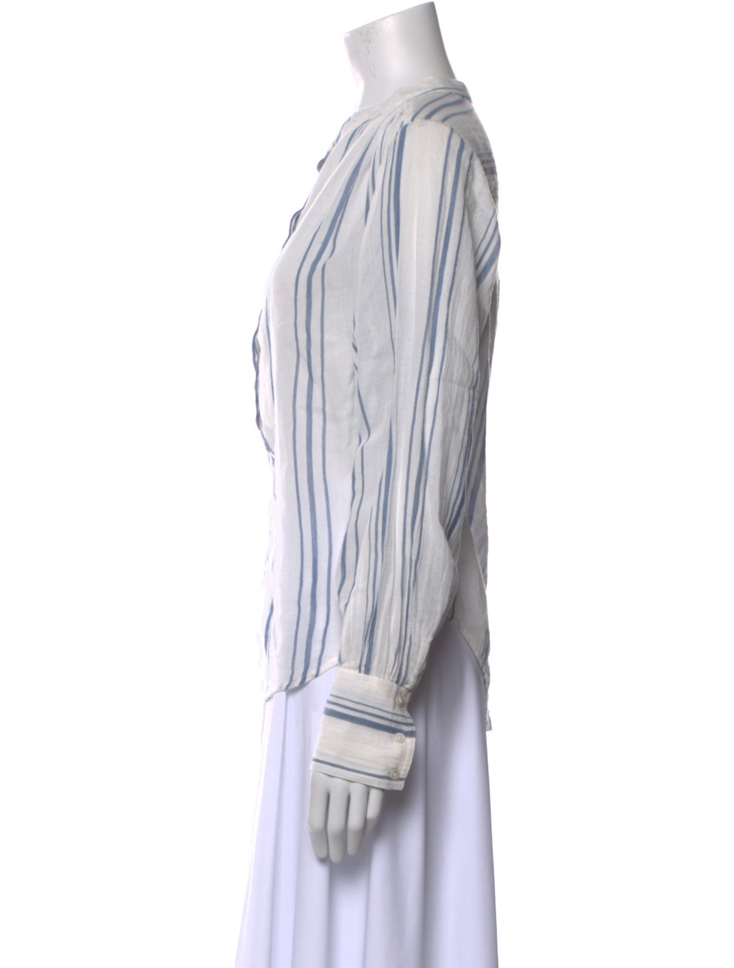 FRAME Striped Mock Neck Blouse