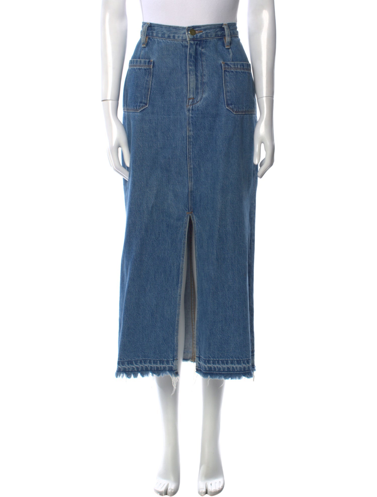 FRAME Raw-Edge Trim Midi Length Skirt