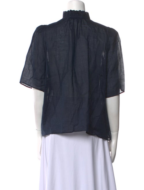 FRAME Tie Neck Short Sleeve Blouse