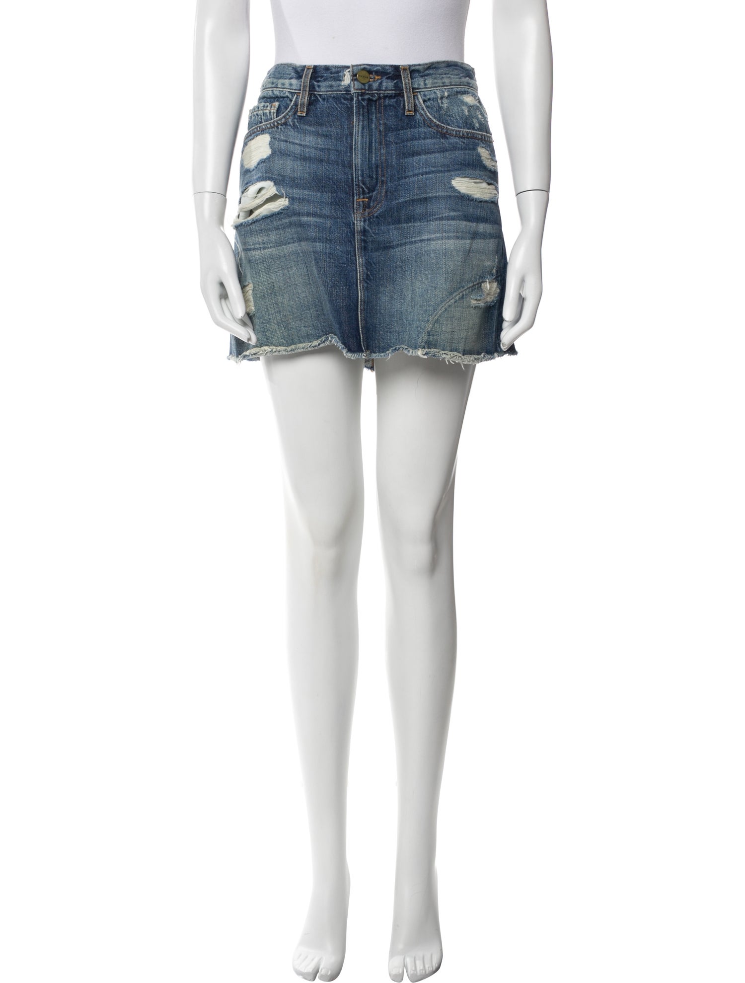 FRAME Distressed Accents Mini Skirt