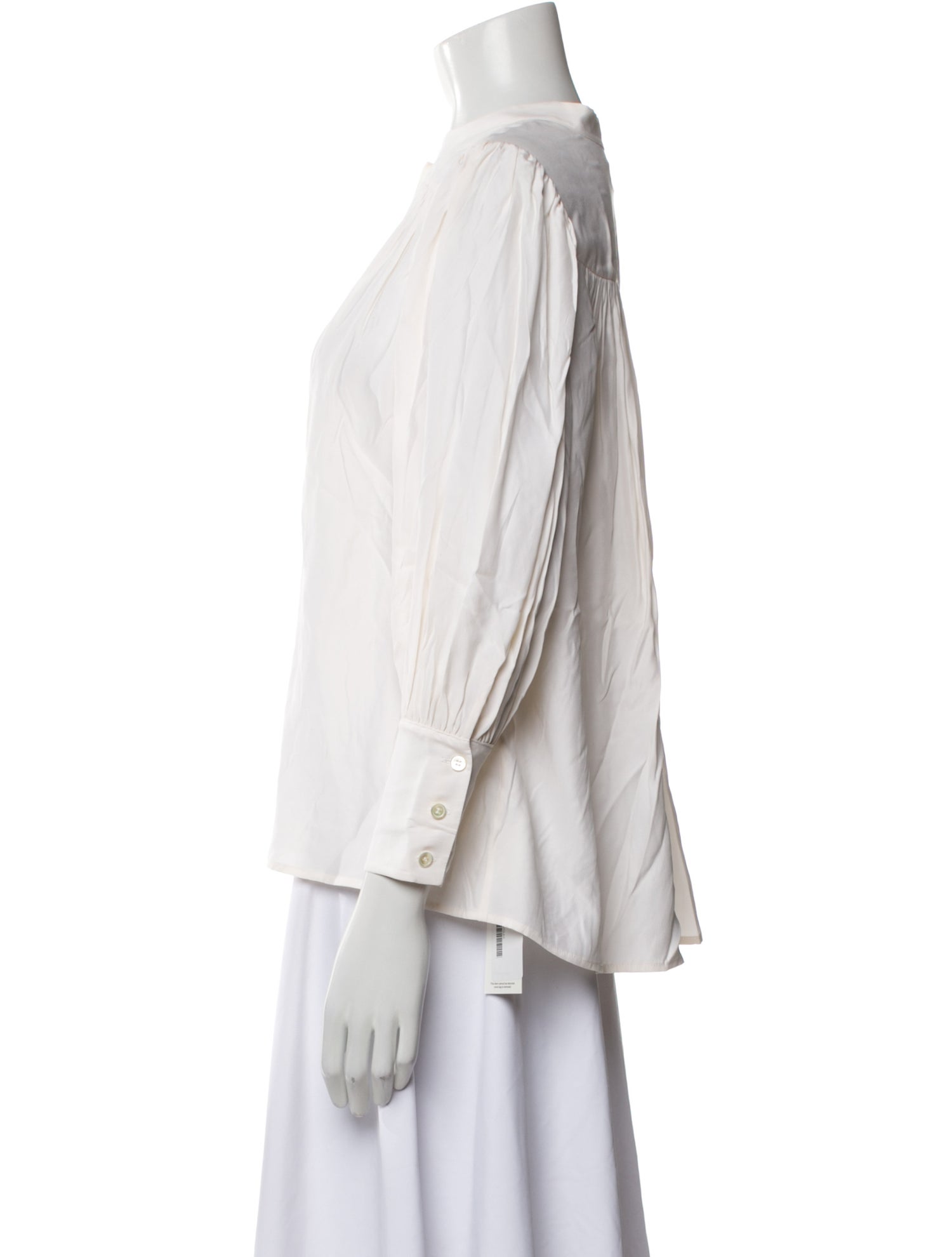 FRAME Silk Three-Quarter Sleeve Button-Up Top