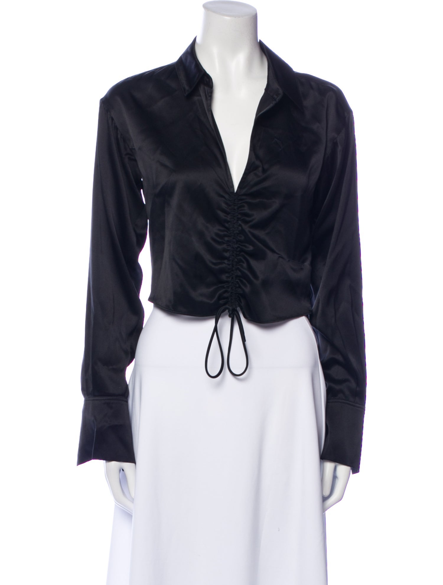 FRAME Silk V-Neck Crop Top