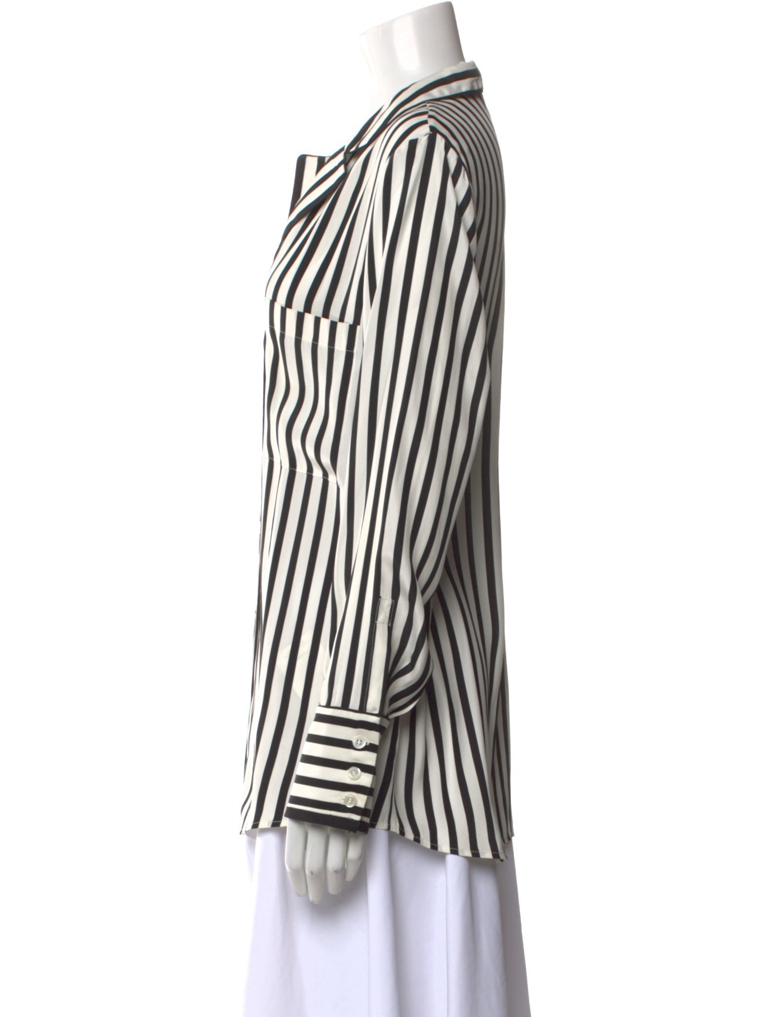 FRAME Silk Striped Button-Up Top