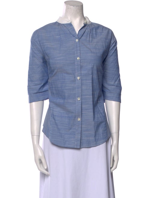 FRAME Three-Quarter Sleeve Button-Up Top