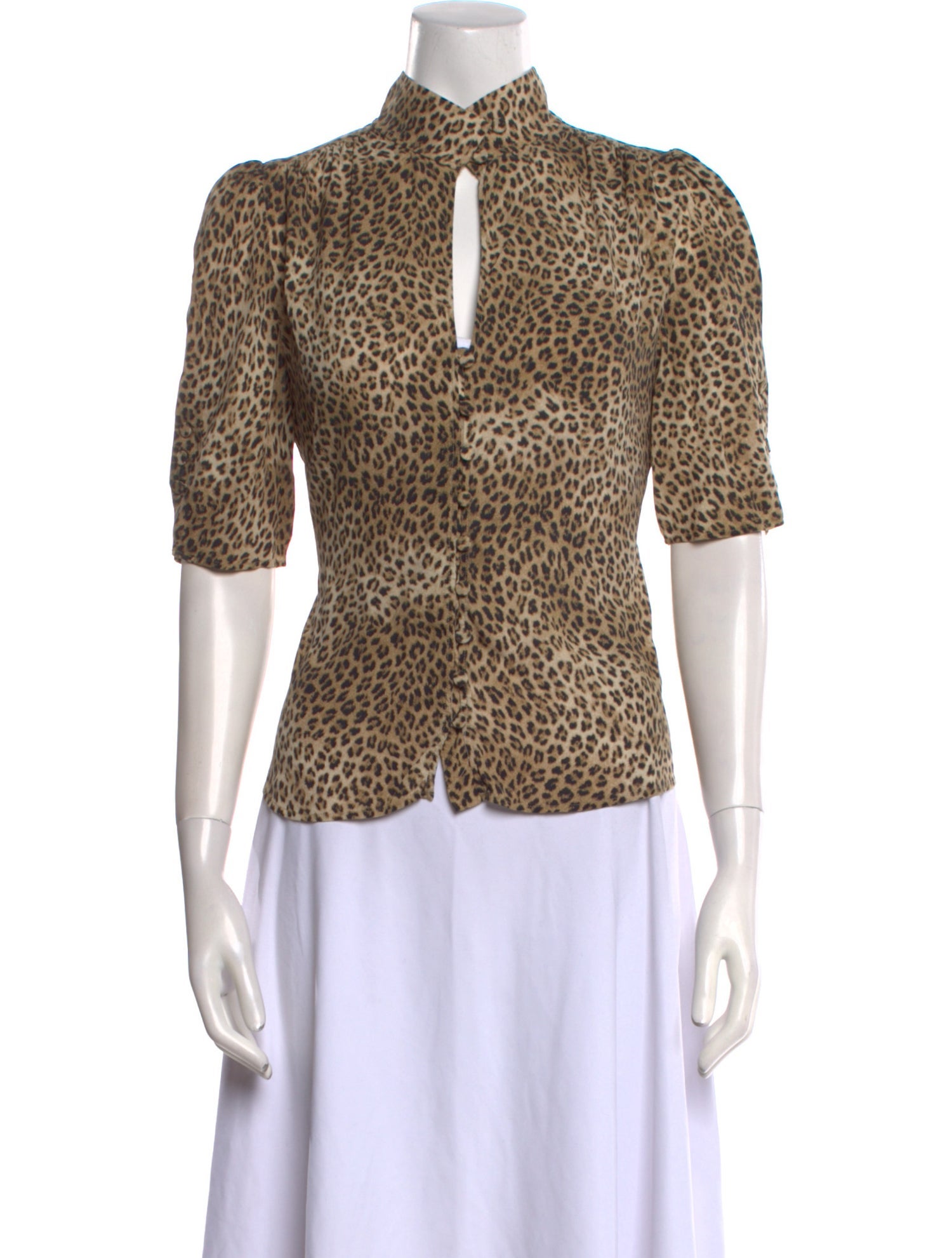 FRAME Animal Print Mock Neck Top