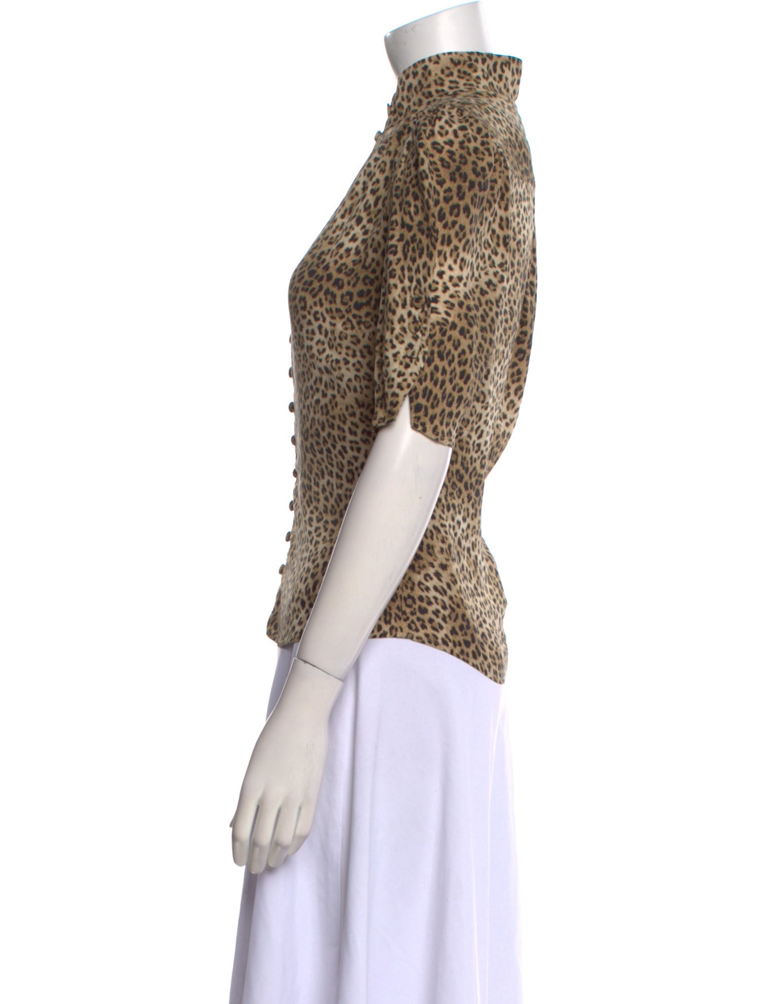 FRAME Animal Print Mock Neck Top