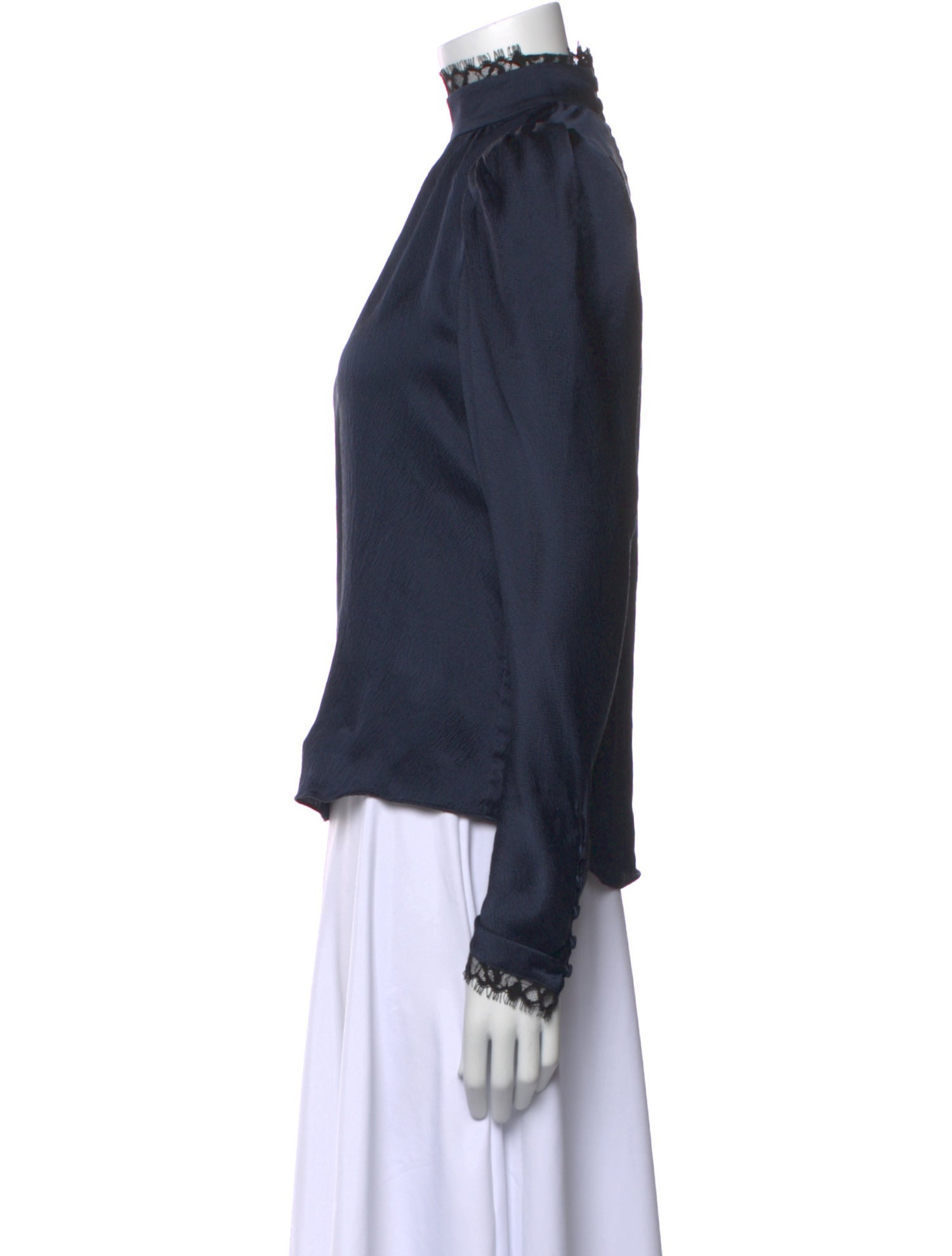 FRAME Silk Mock Neck Blouse