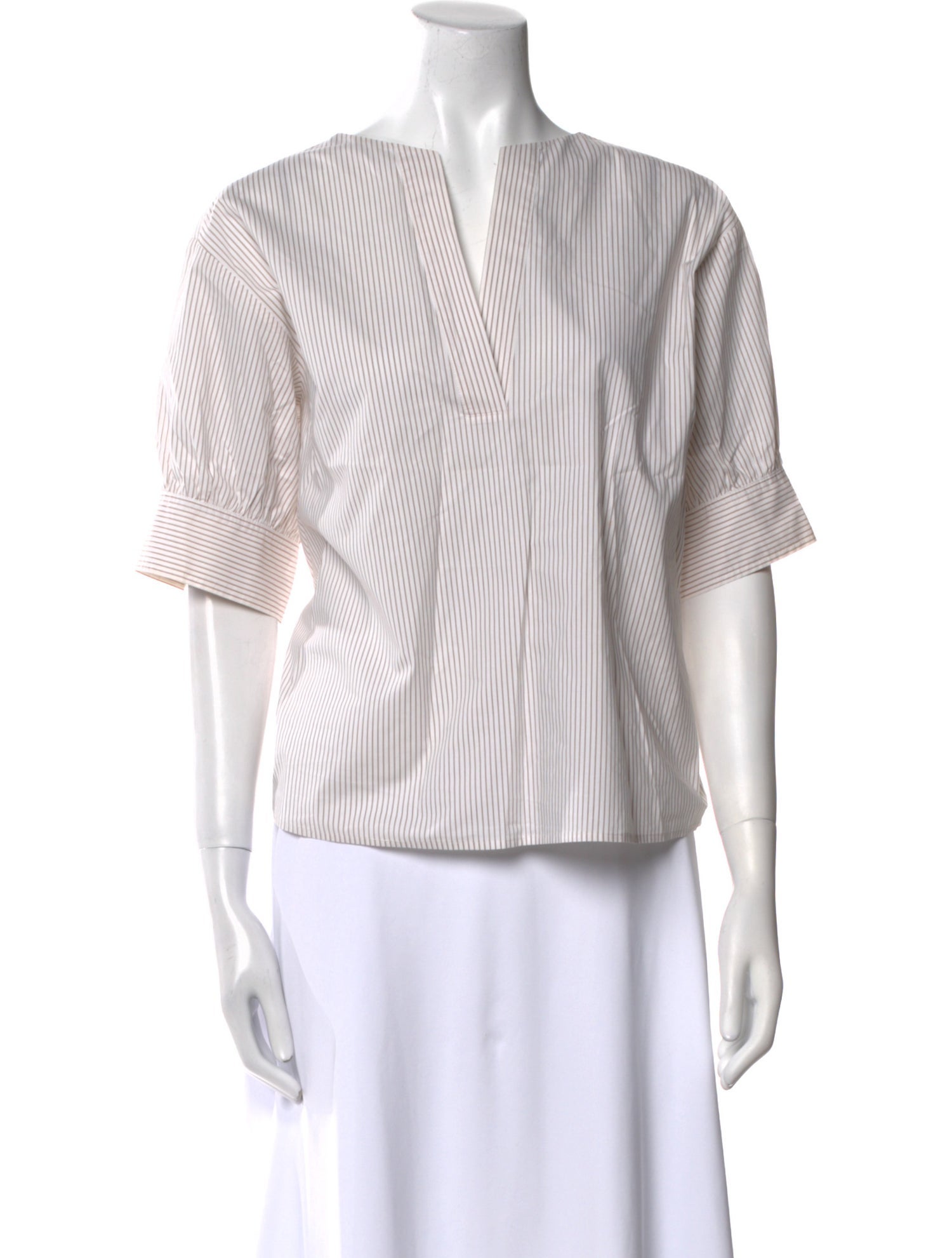 FRAME Striped V-Neck Blouse