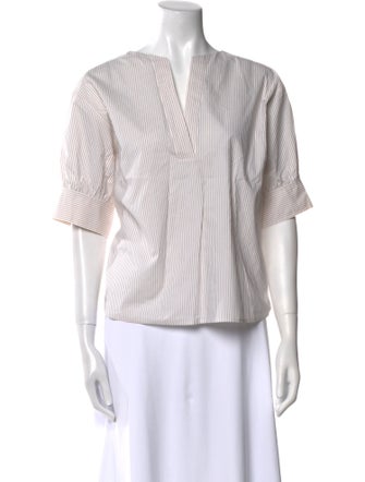 FRAME Striped V-Neck Blouse