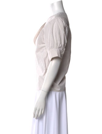 FRAME Striped V-Neck Blouse