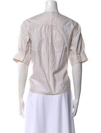 FRAME Striped V-Neck Blouse