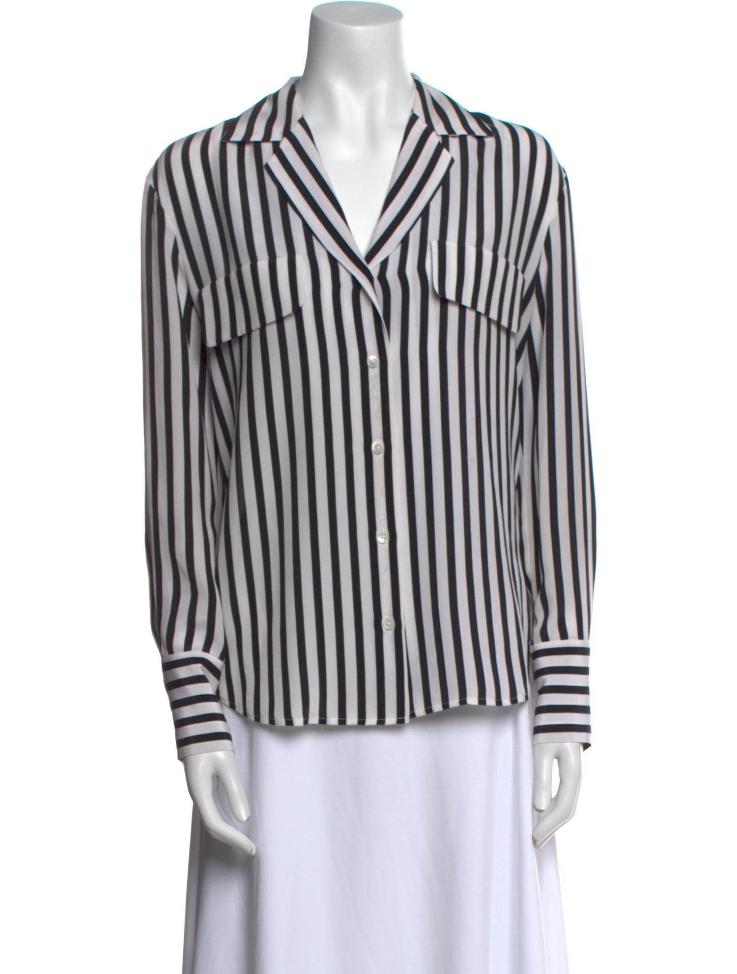 FRAME Silk Striped Button-Up Top