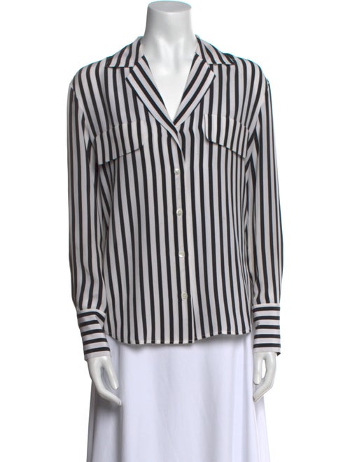 FRAME Silk Striped Button-Up Top