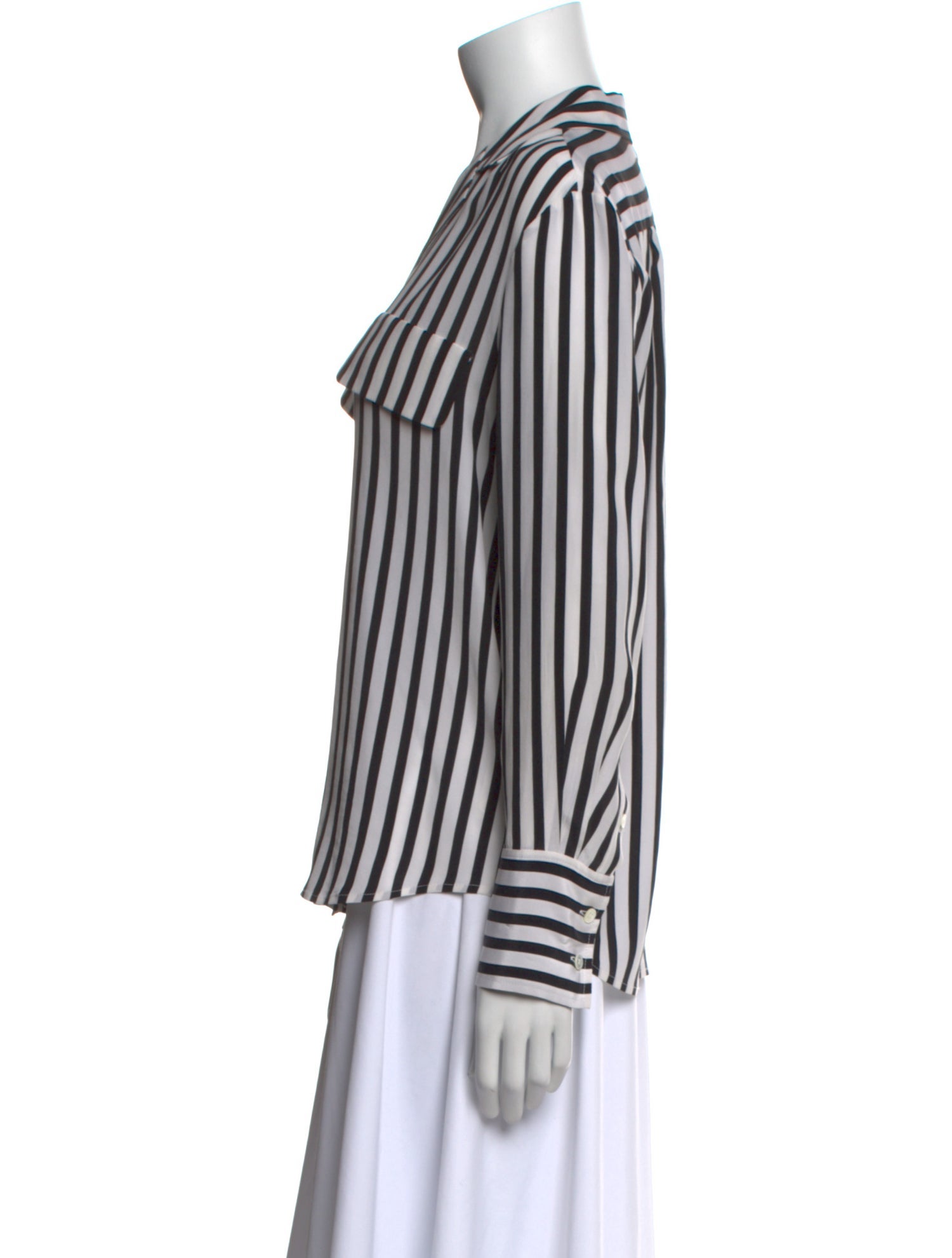 FRAME Silk Striped Button-Up Top