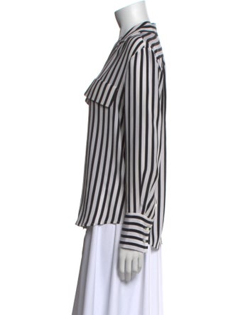 FRAME Silk Striped Button-Up Top