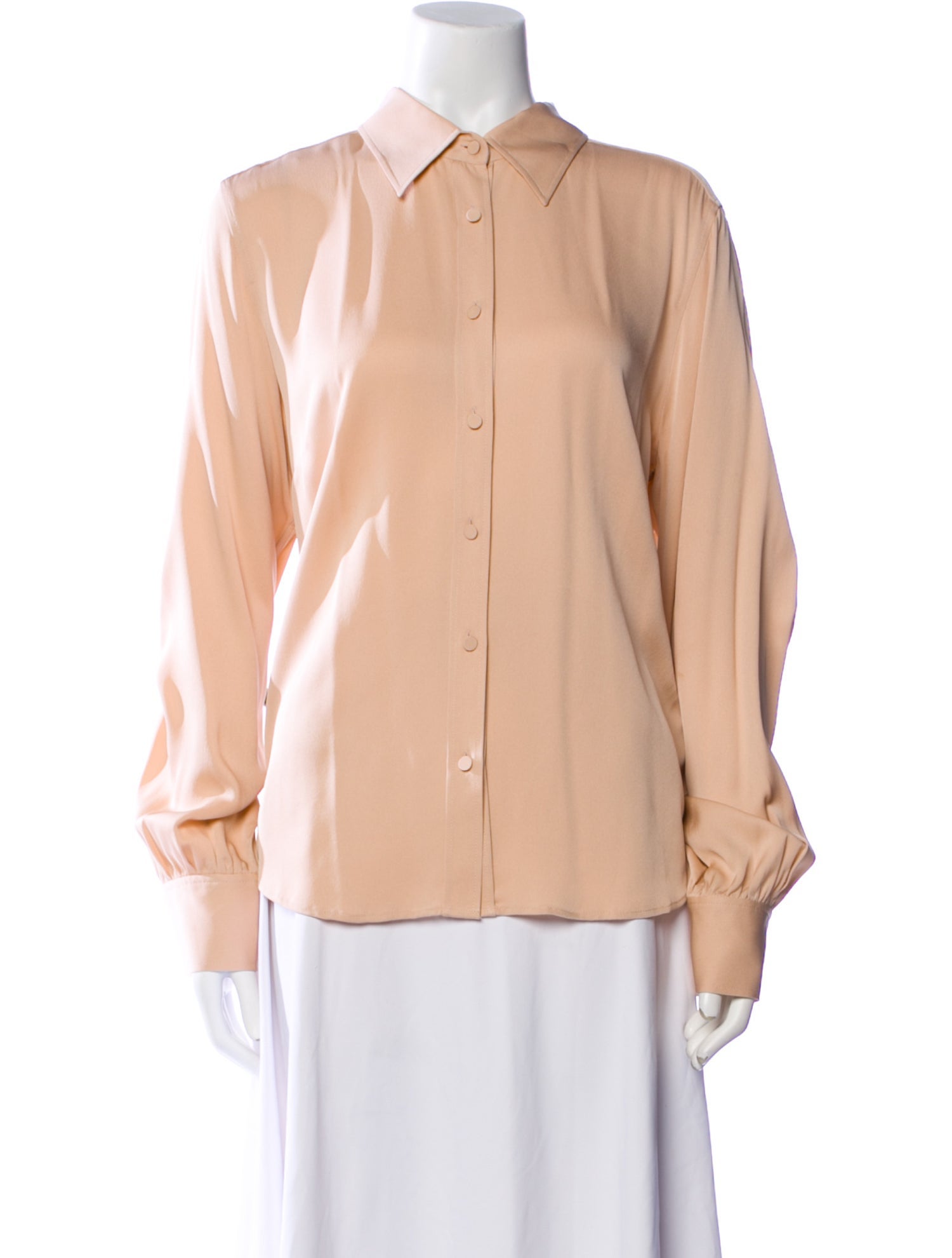 FRAME Silk Long Sleeve Button-Up Top