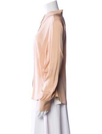 FRAME Silk Long Sleeve Button-Up Top