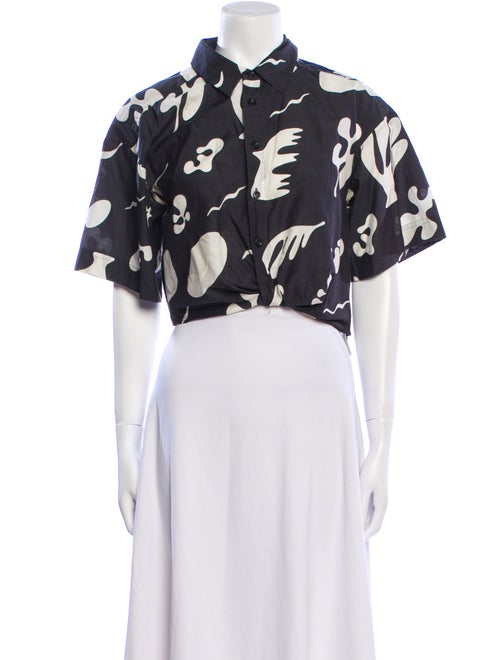 FRAME Printed Mock Neck Crop Top