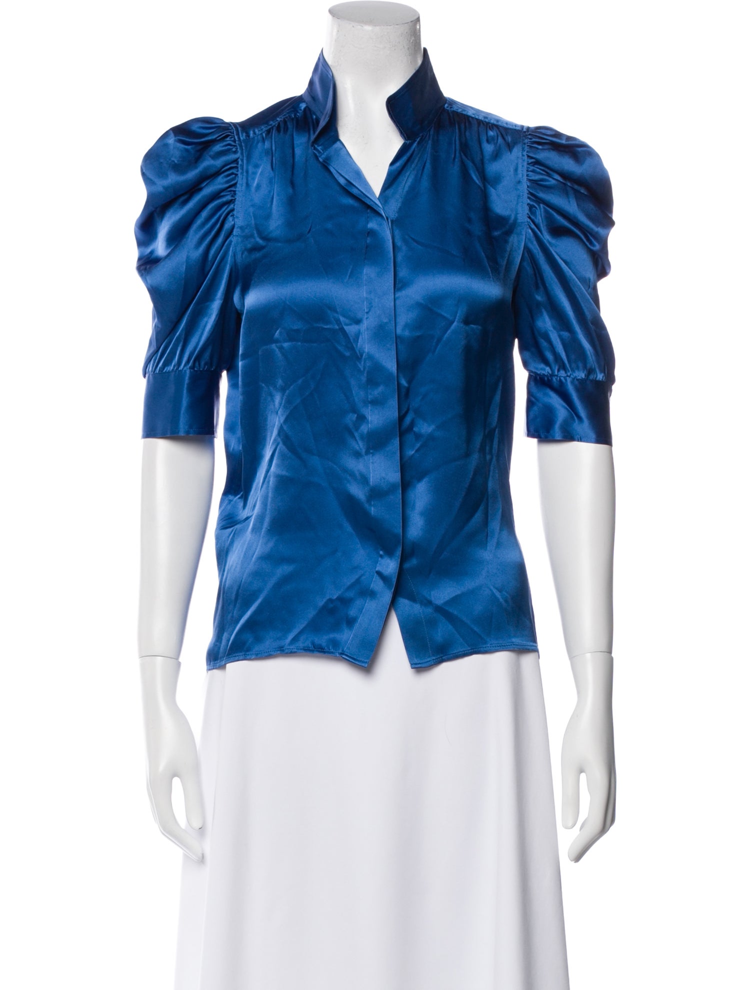 FRAME Silk Short Sleeve Button-Up Top