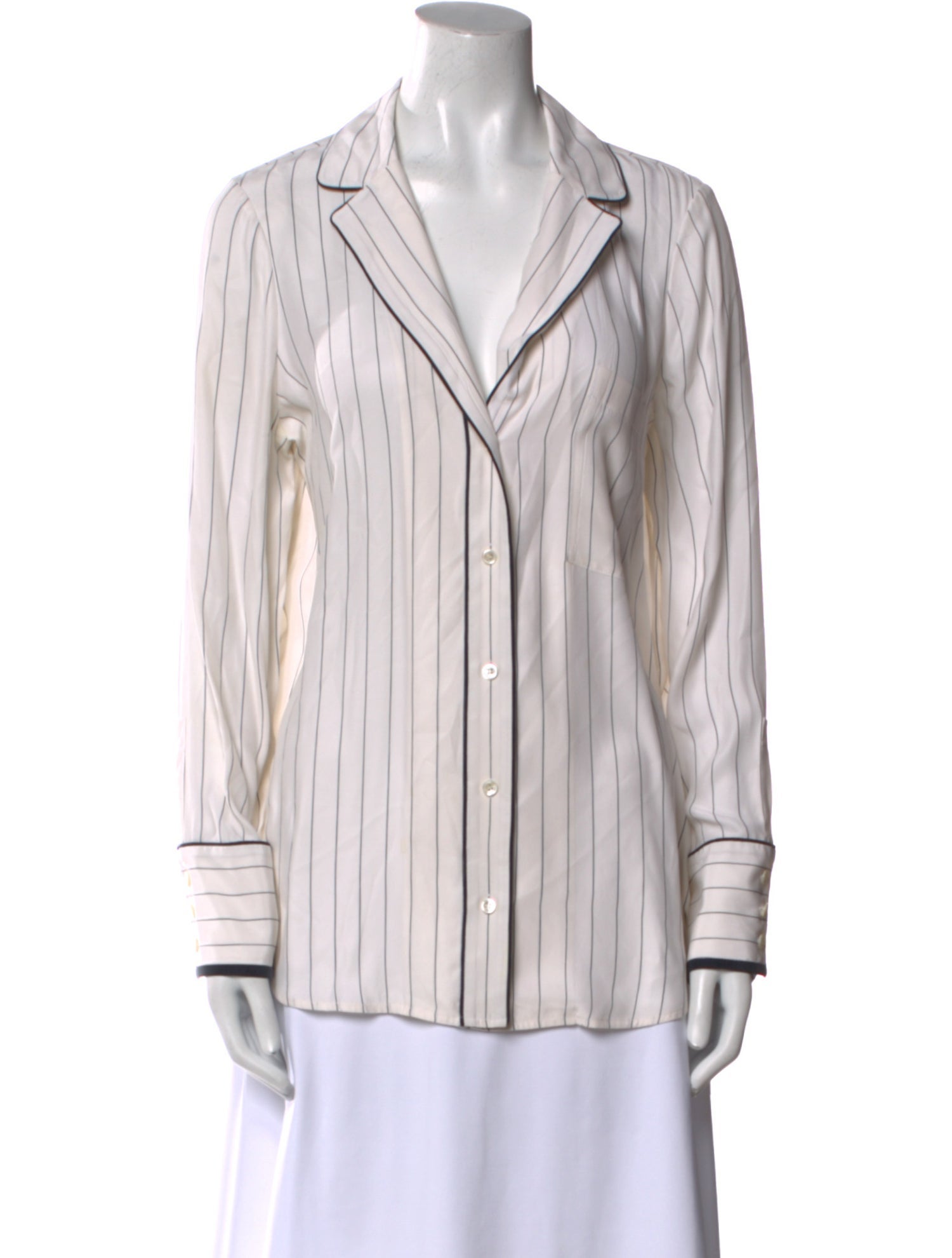 FRAME Silk Striped Button-Up Top