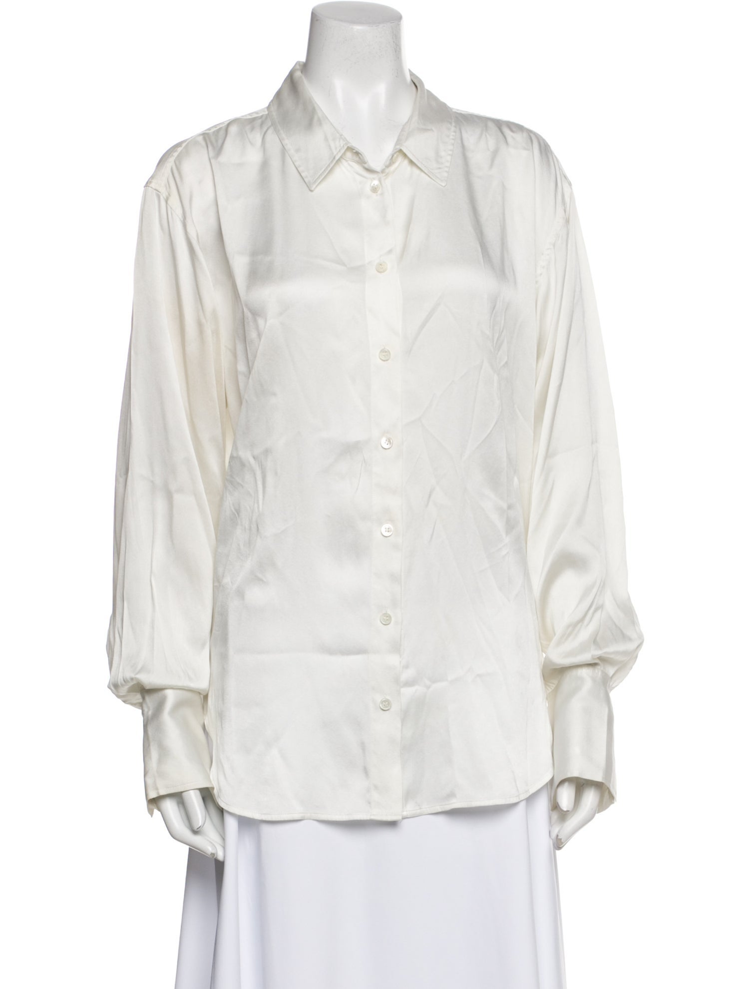 FRAME Silk Long Sleeve Button-Up Top
