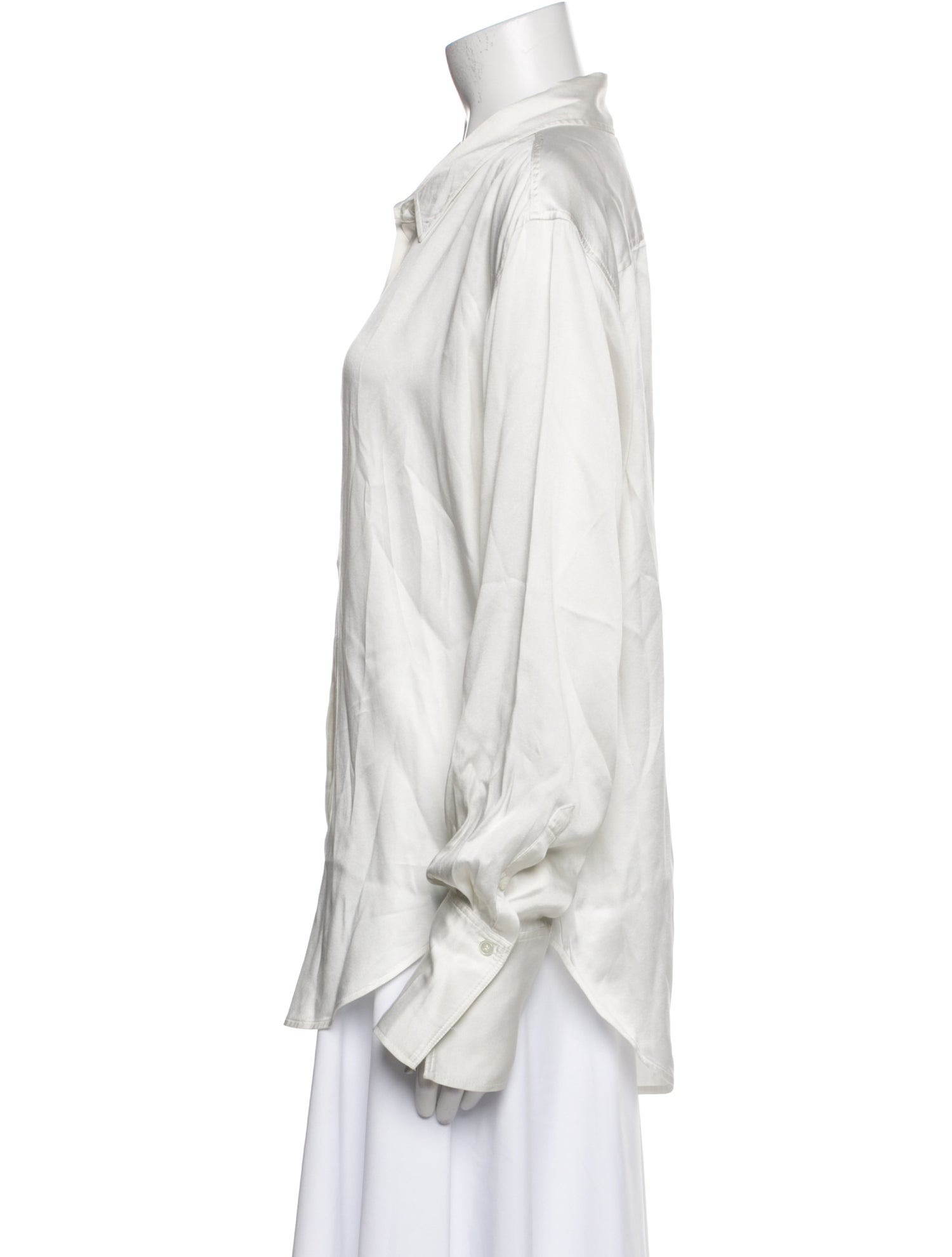 FRAME Silk Long Sleeve Button-Up Top