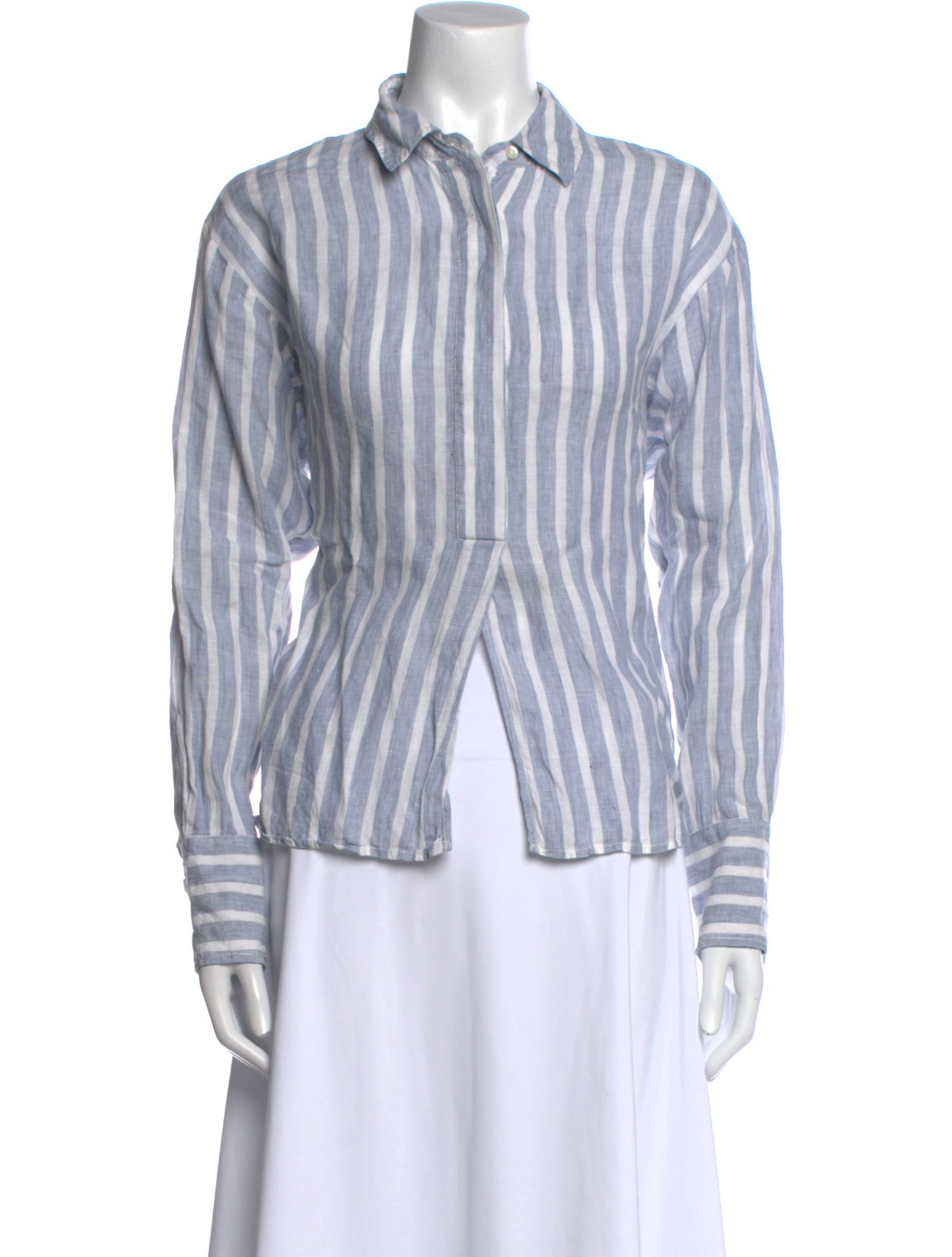FRAME Linen Striped Button-Up Top