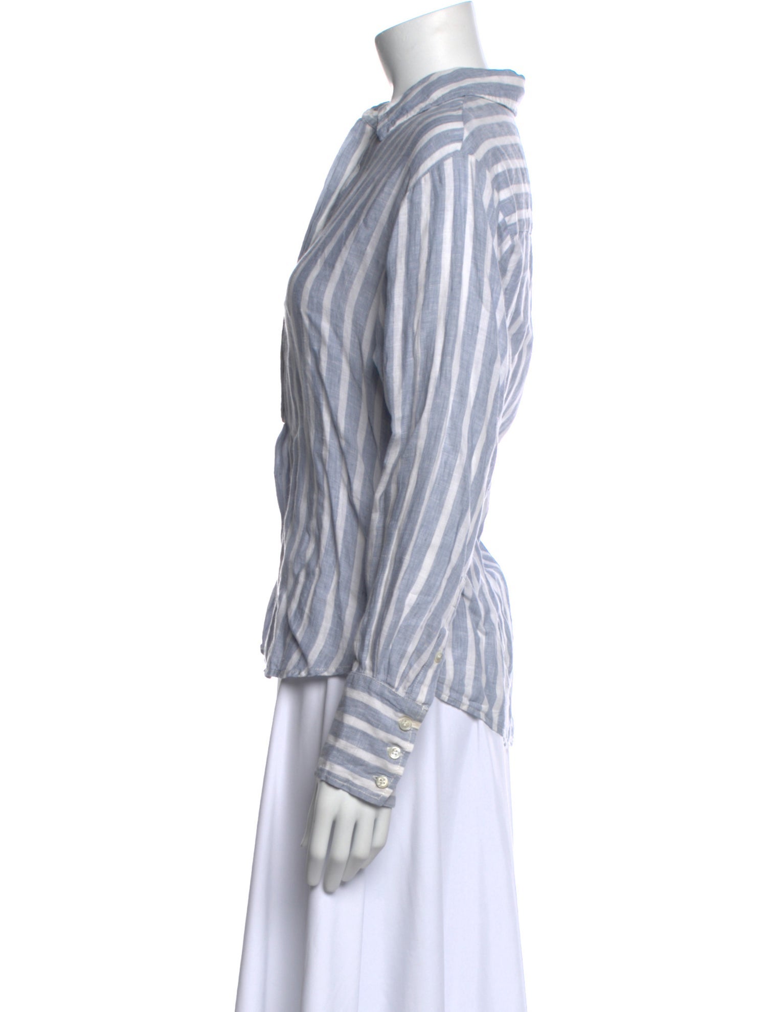 FRAME Linen Striped Button-Up Top