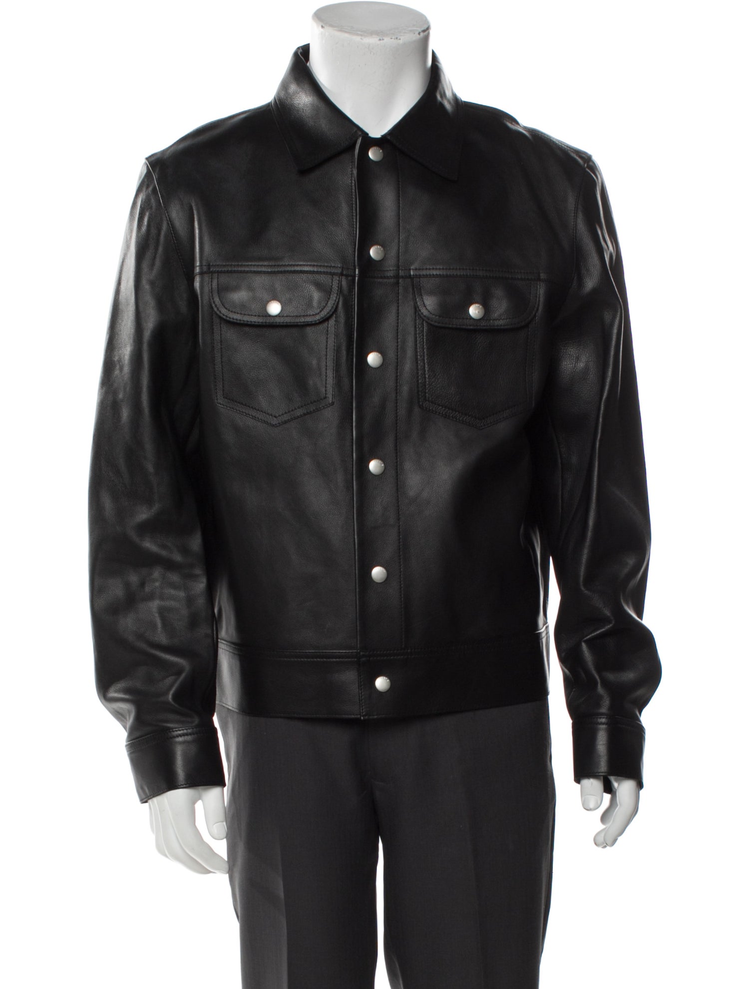 FRAME Calf Leather Trucker Jacket