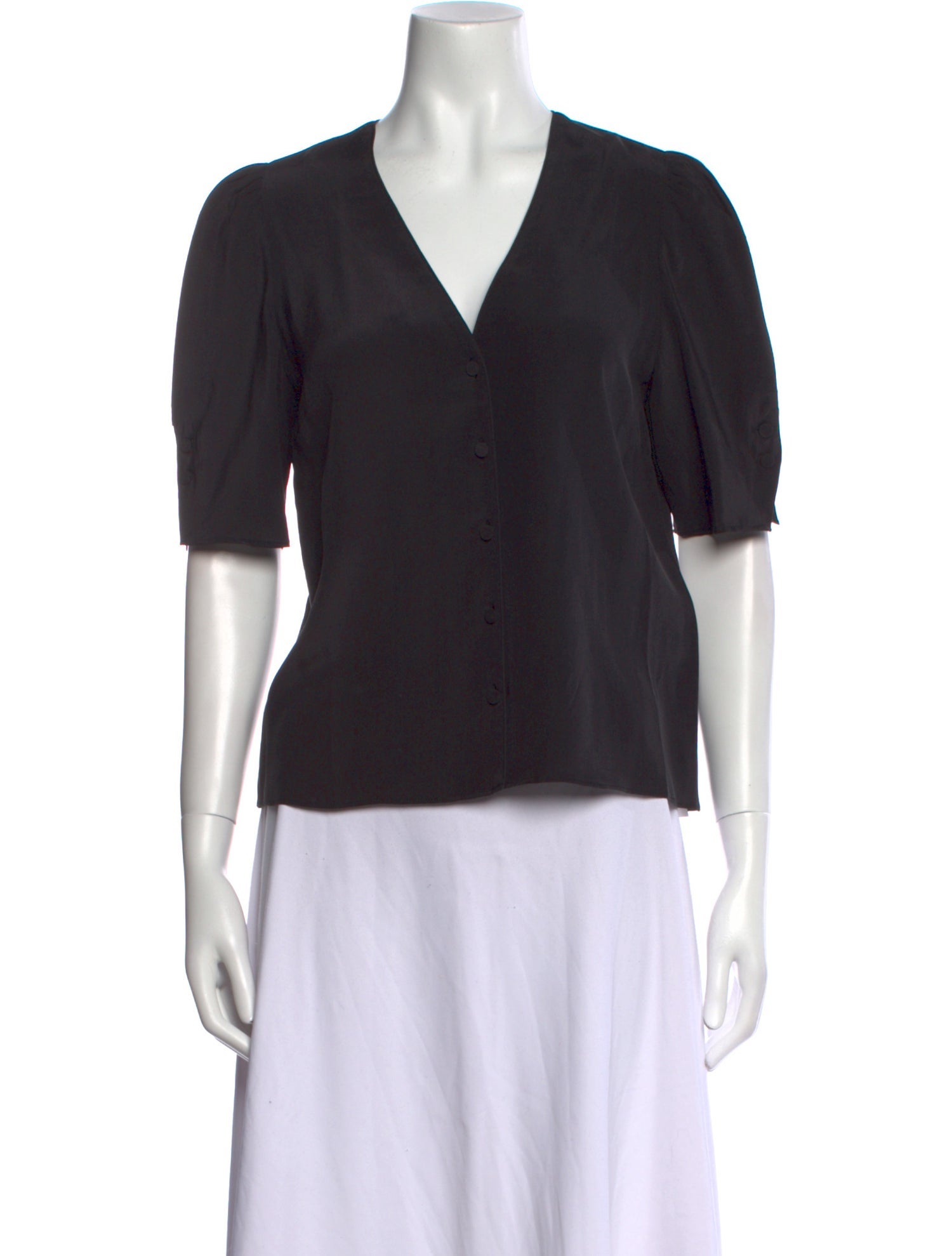 FRAME Silk V-Neck Blouse