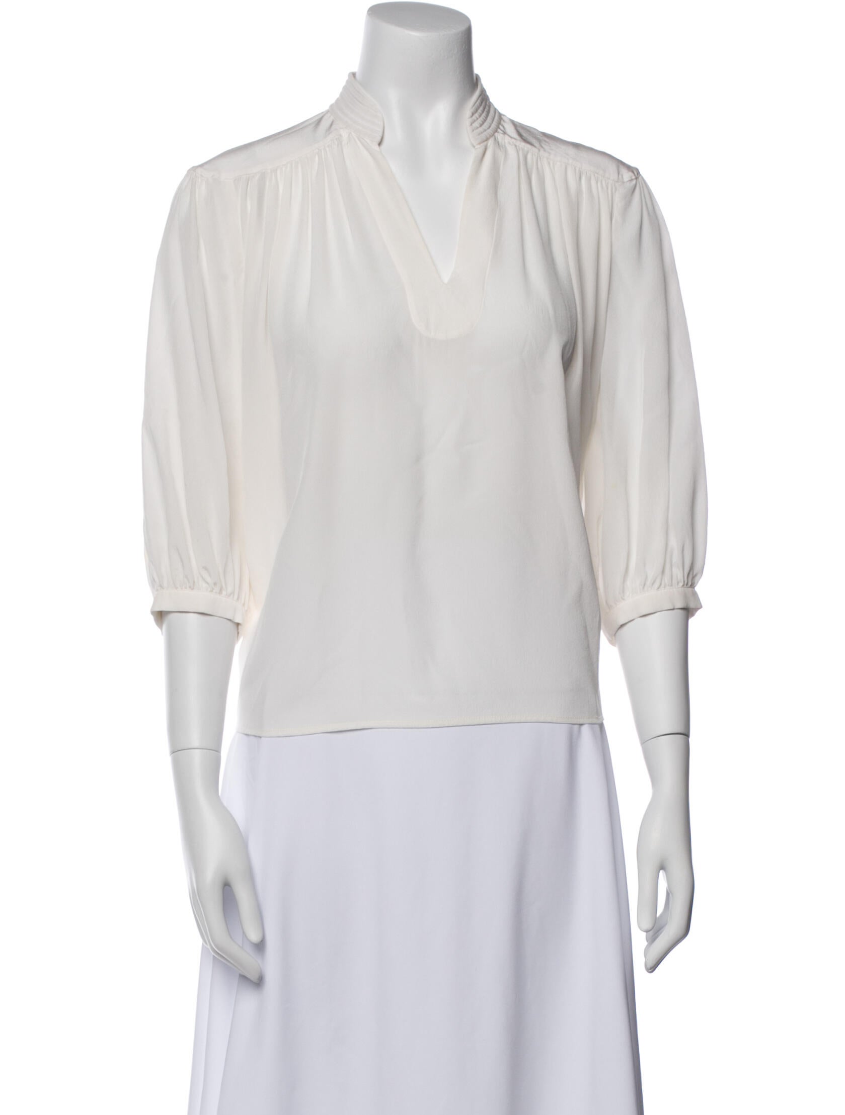 FRAME Silk V-Neck Blouse