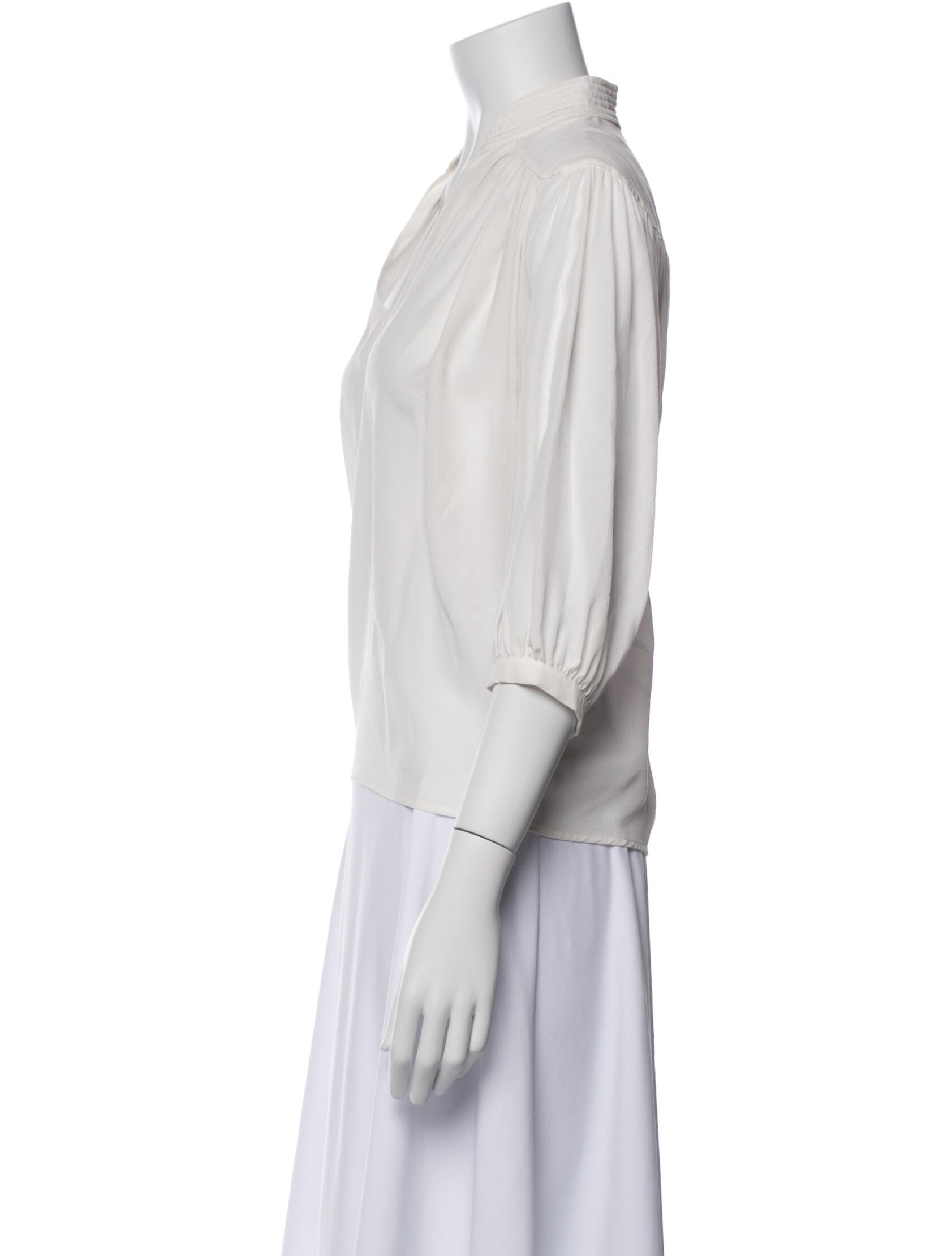 FRAME Silk V-Neck Blouse