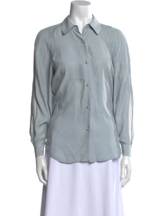 FRAME Silk Long Sleeve Button-Up Top