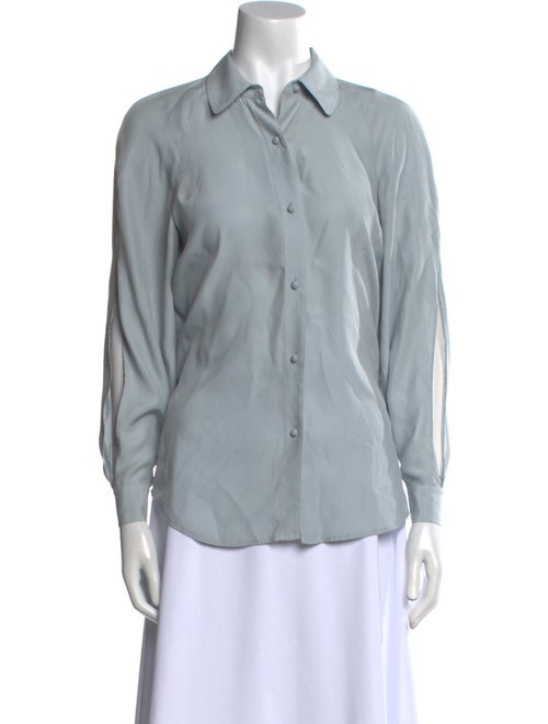 FRAME Silk Long Sleeve Button-Up Top