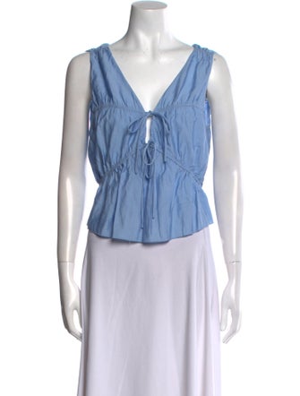 FRAME V-Neck Sleeveless Crop Top