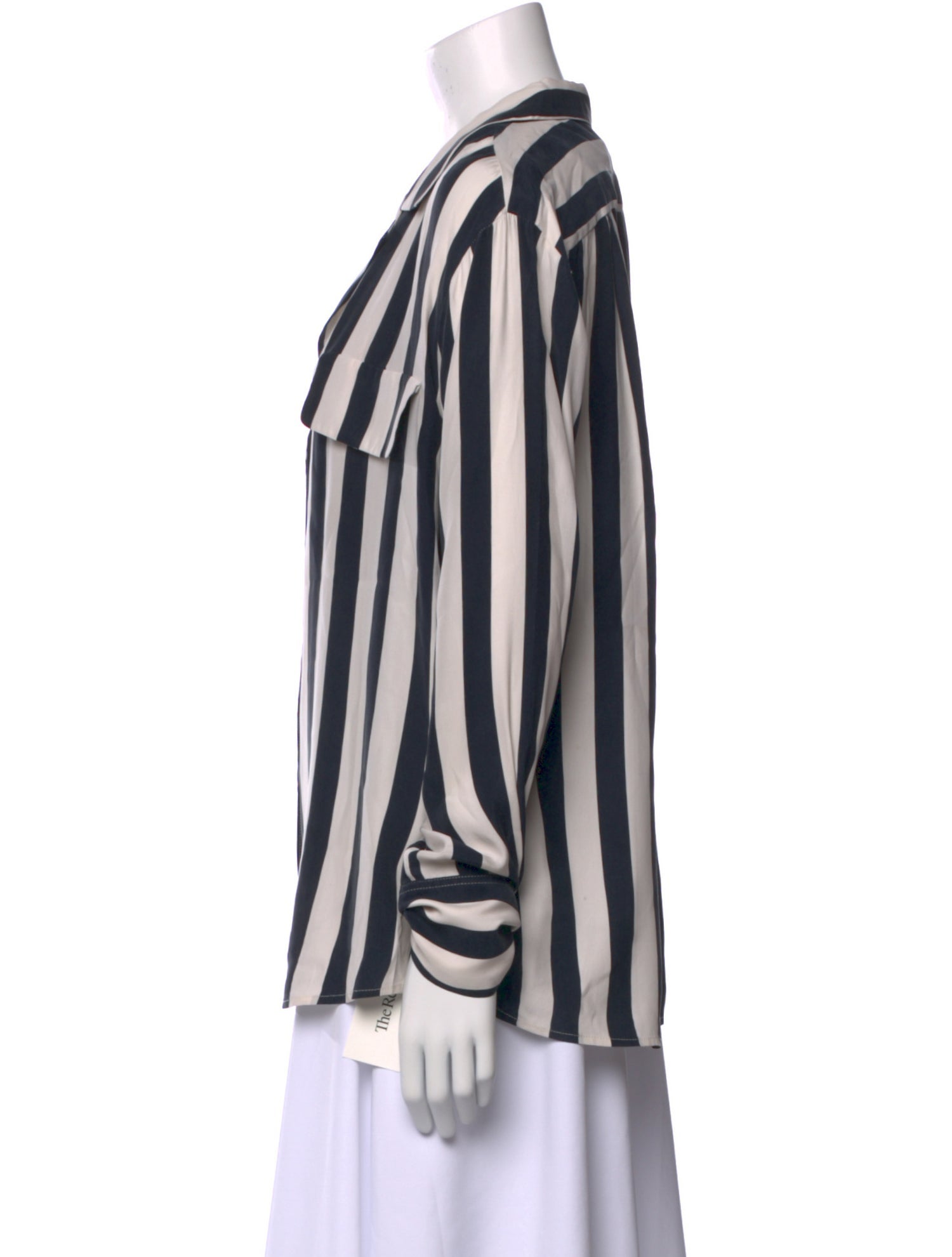 FRAME Silk Striped Button-Up Top