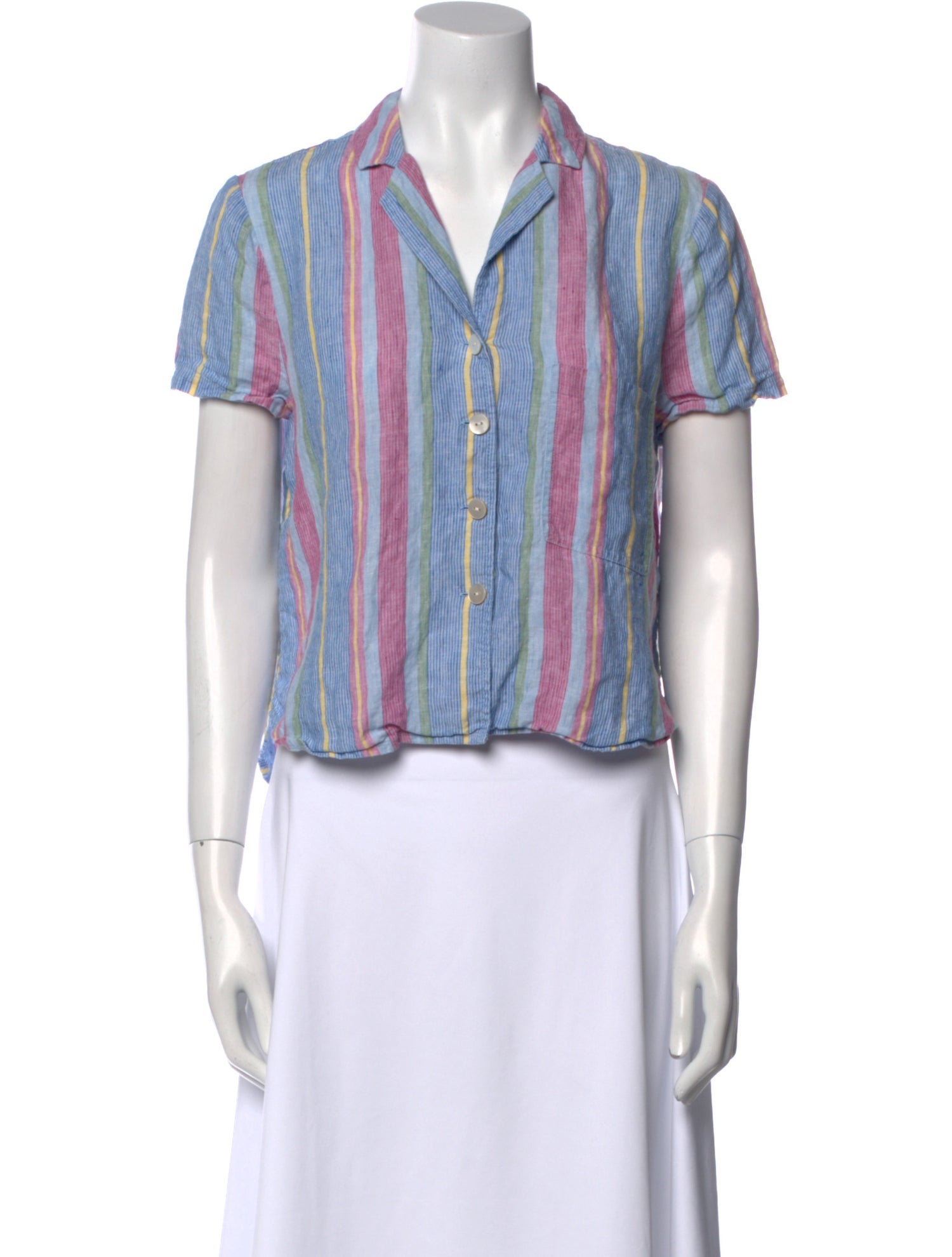 FRAME Linen Striped Button-Up Top