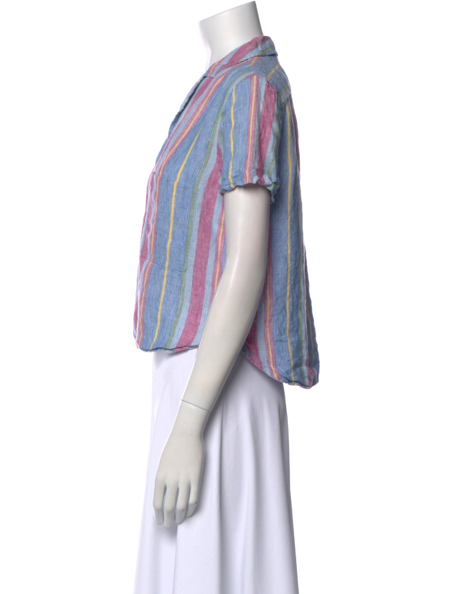 FRAME Linen Striped Button-Up Top