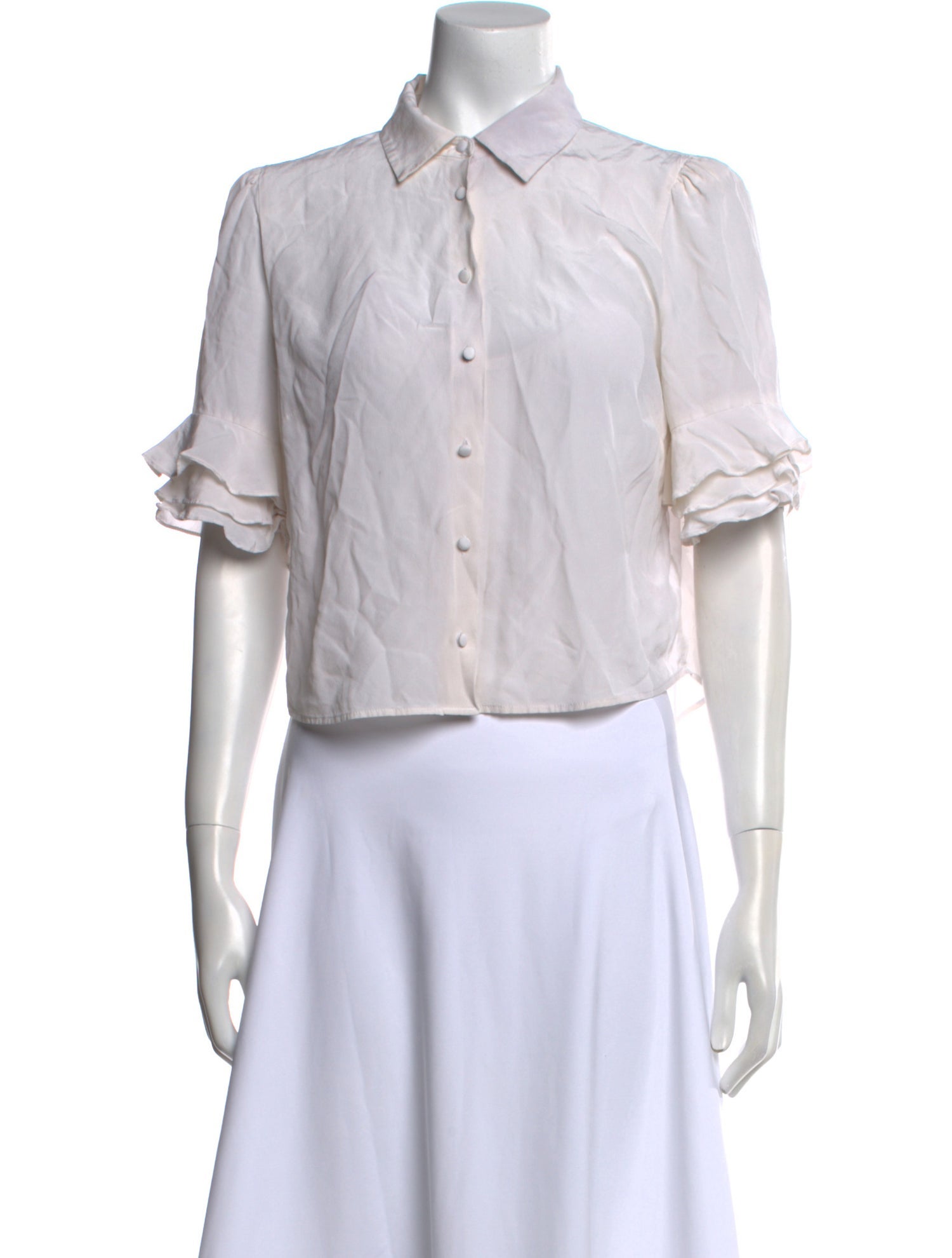 FRAME Silk Short Sleeve Button-Up Top