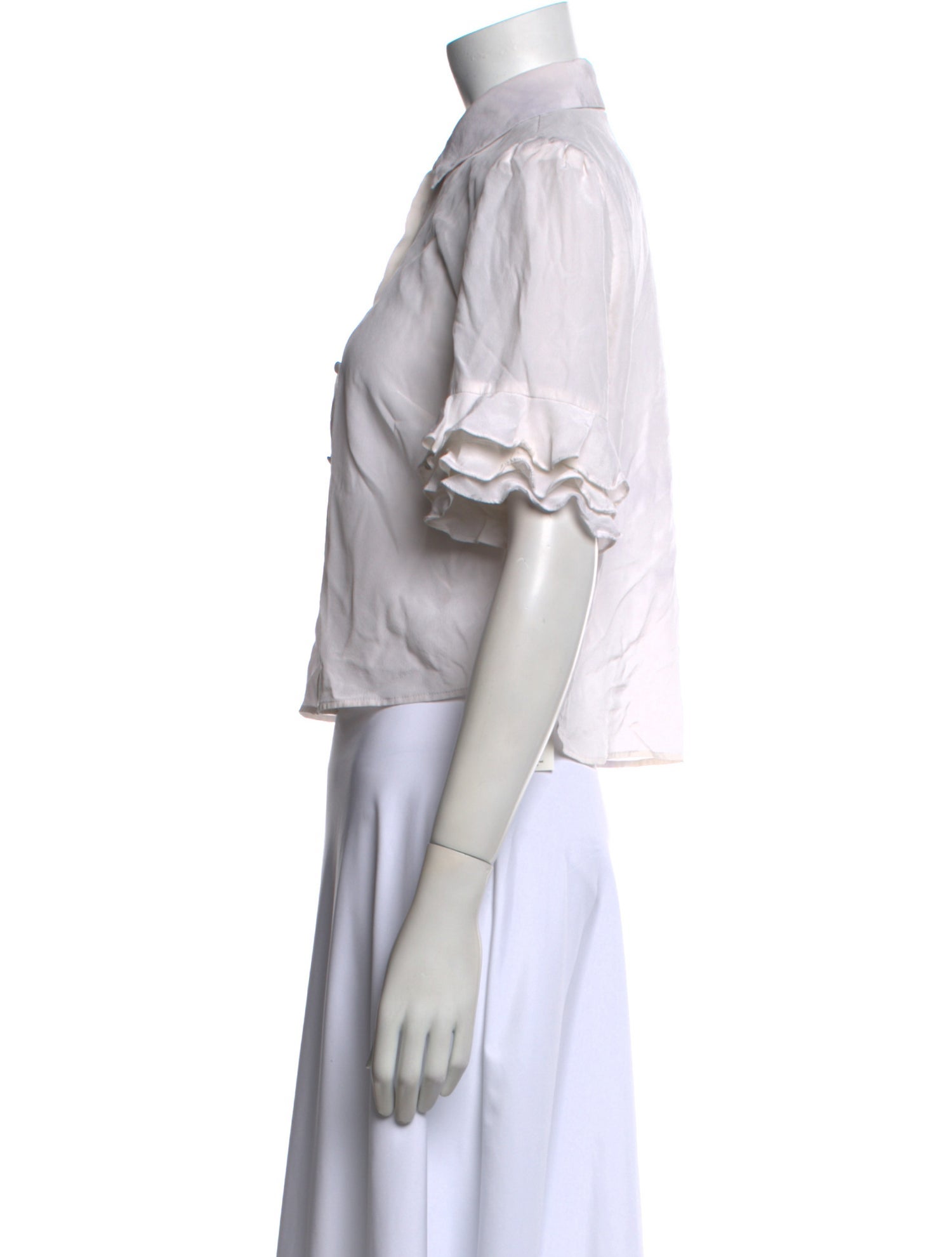 FRAME Silk Short Sleeve Button-Up Top