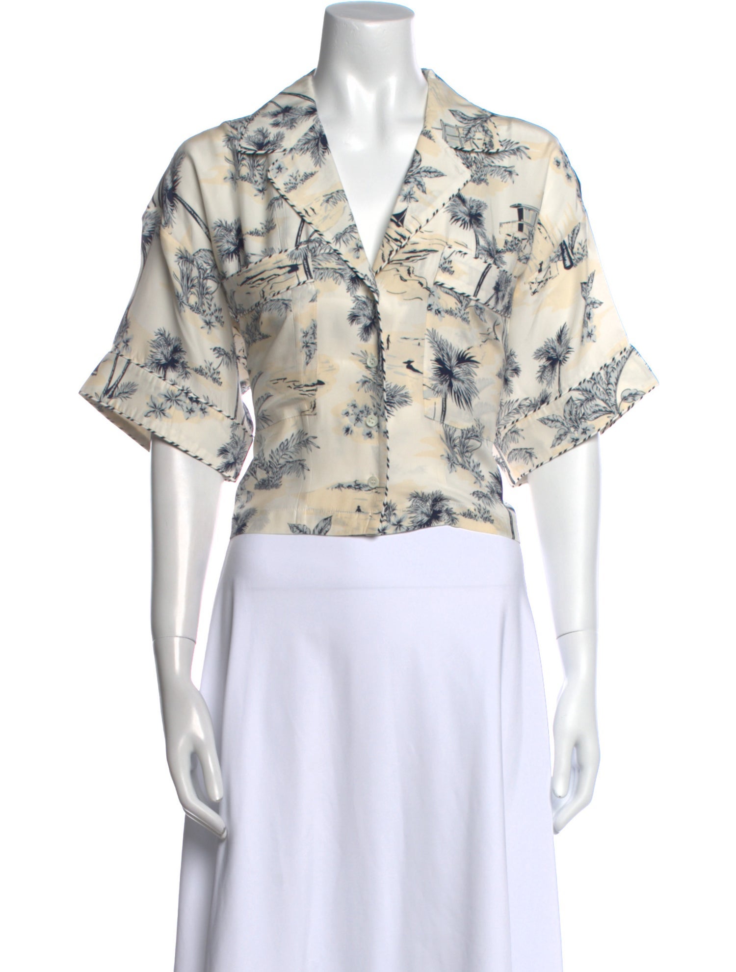 FRAME Silk Printed Crop Top