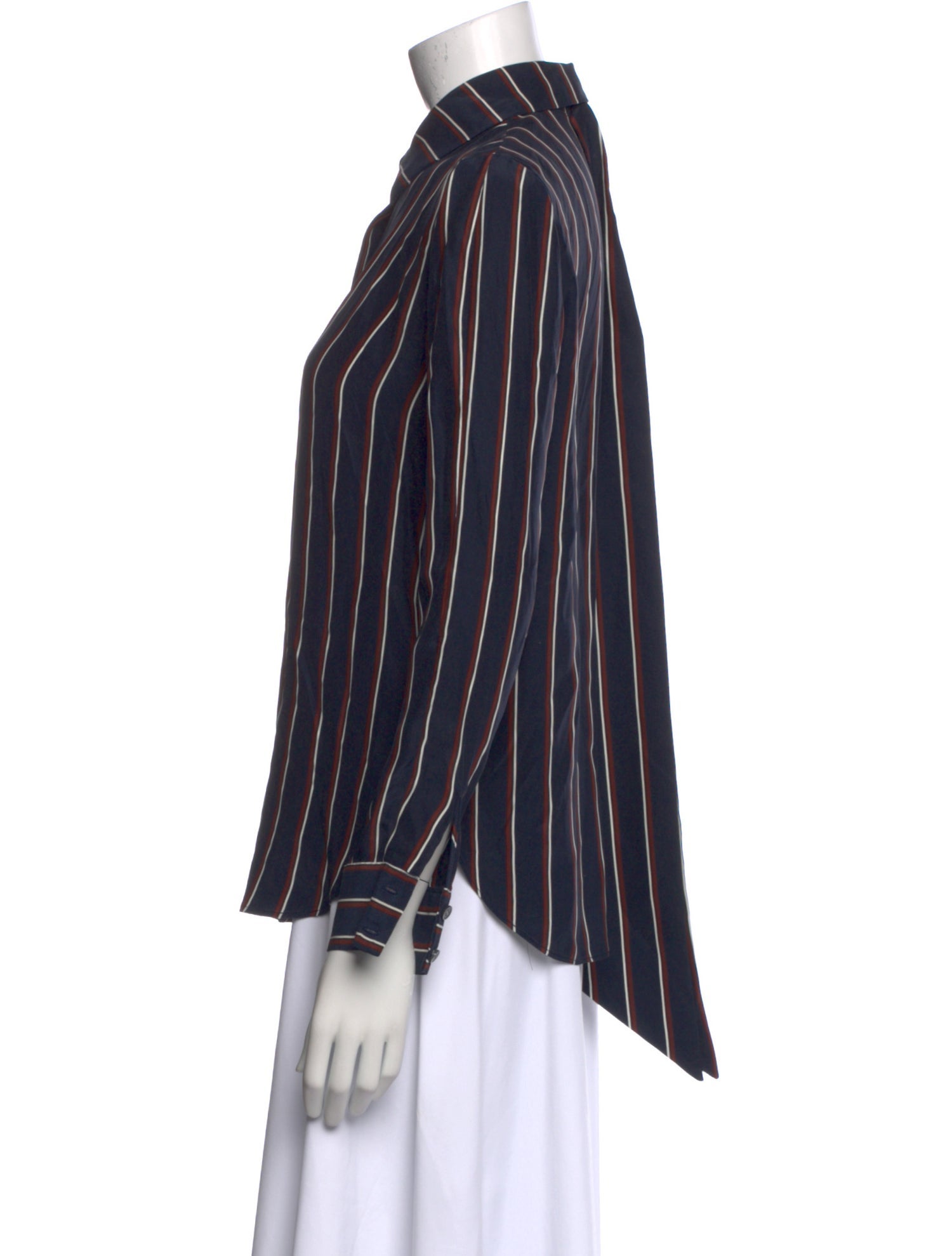FRAME Silk Striped Button-Up Top