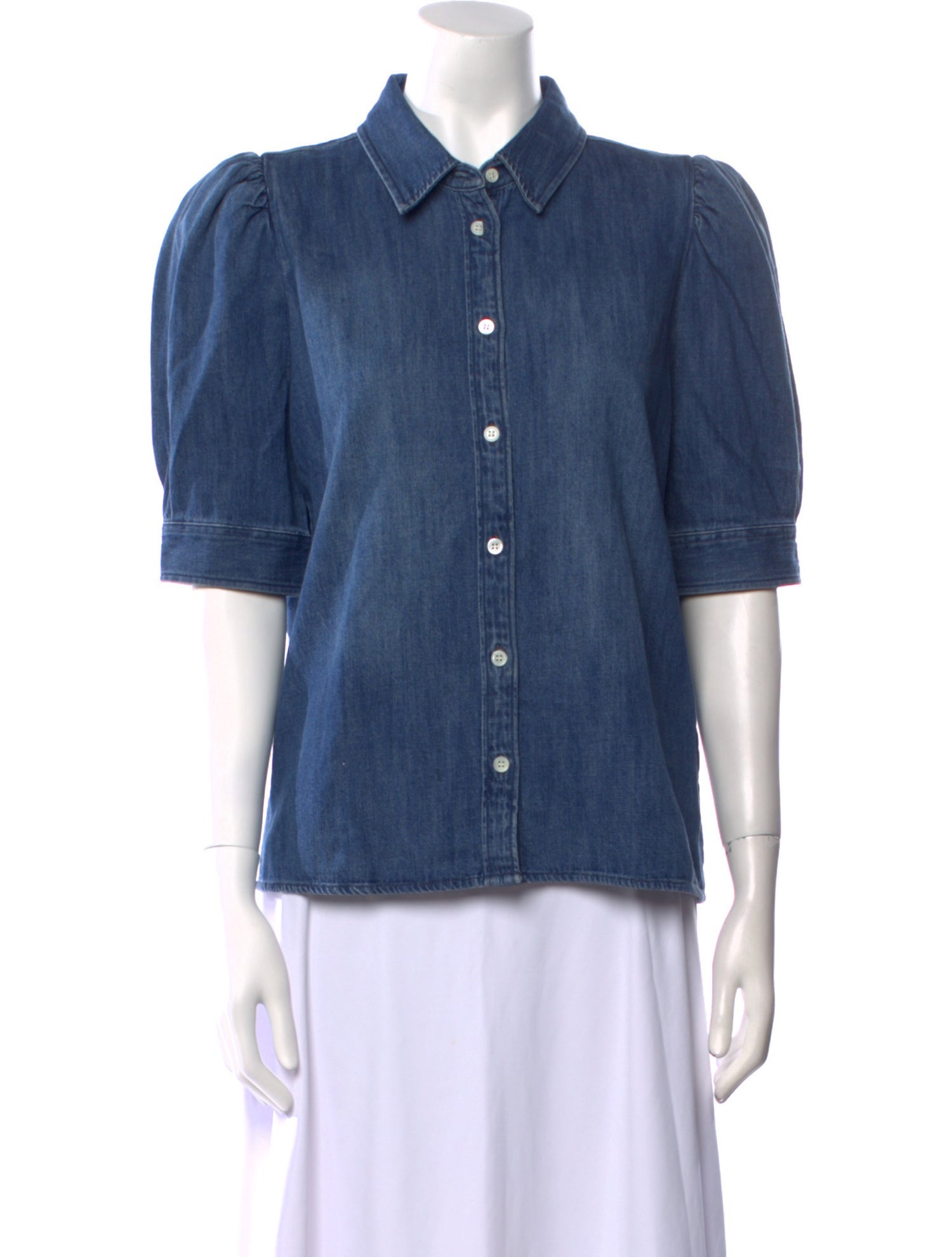 FRAME Three-Quarter Sleeve Button-Up Top