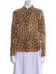 FRAME Silk Animal Print Button-Up Top