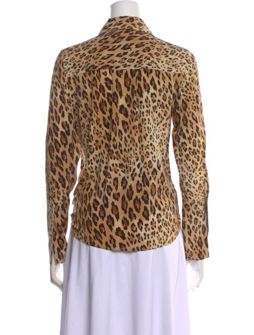 FRAME Silk Animal Print Button-Up Top