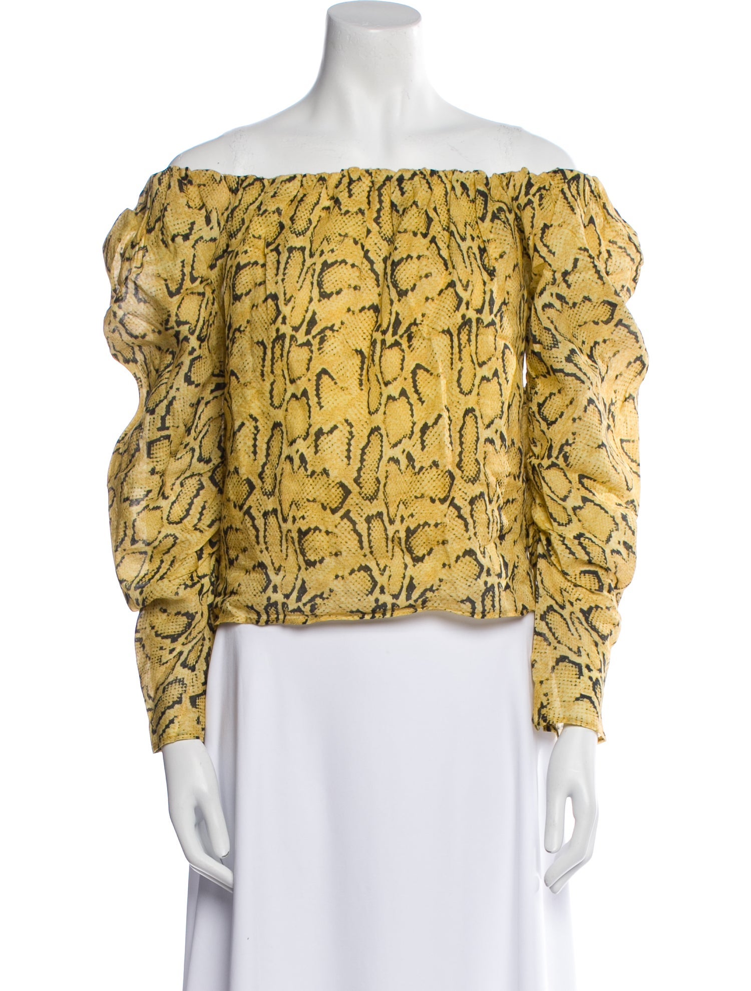 FRAME Animal Print Off-The-Shoulder Blouse