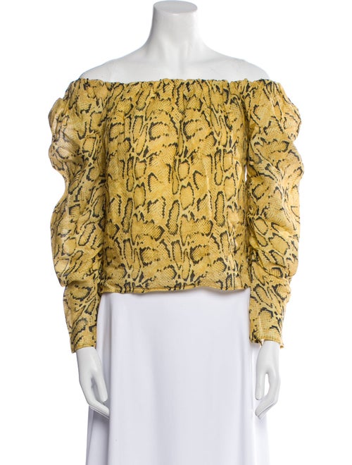 FRAME Animal Print Off-The-Shoulder Blouse