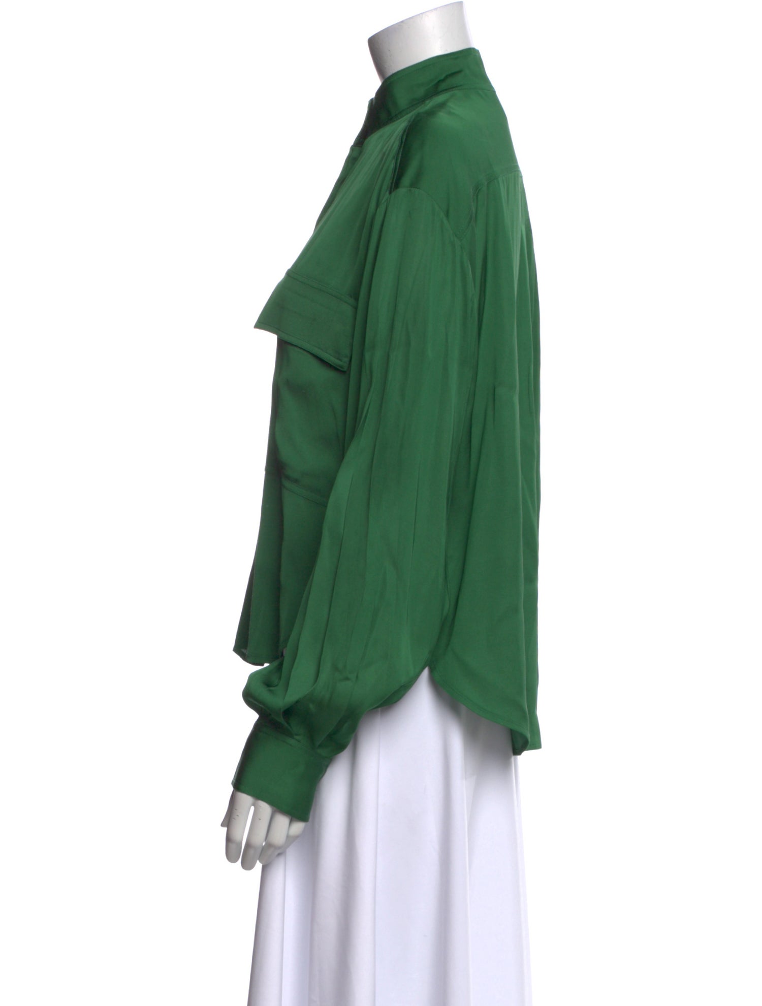 FRAME Mock Neck Long Sleeve Button-Up Top